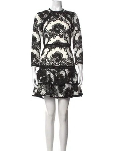 Pre-owned Alexis Lace Pattern Mini Dress In Black/white