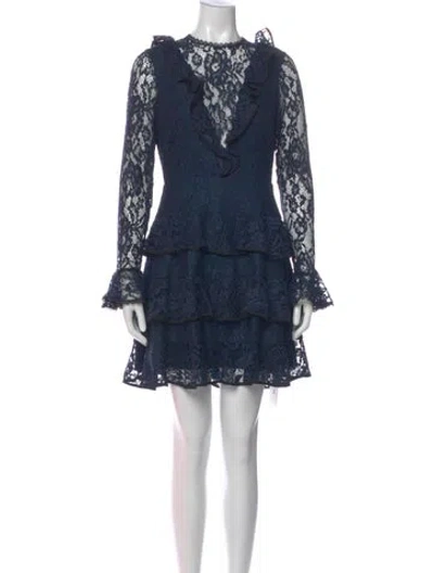 Pre-owned Alexis Lace Pattern Mini Dress In Blue