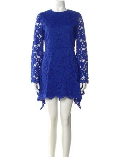 Pre-owned Alexis Lace Pattern Mini Dress In Blue