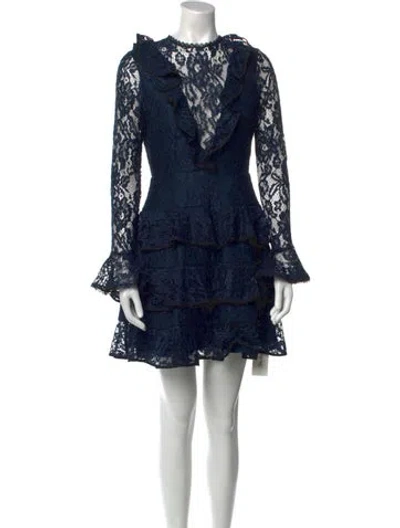 Pre-owned Alexis Lace Pattern Mini Dress In Blue
