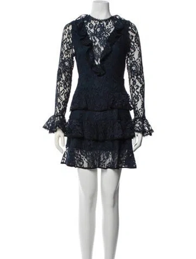 Pre-owned Alexis Lace Pattern Mini Dress In Blue