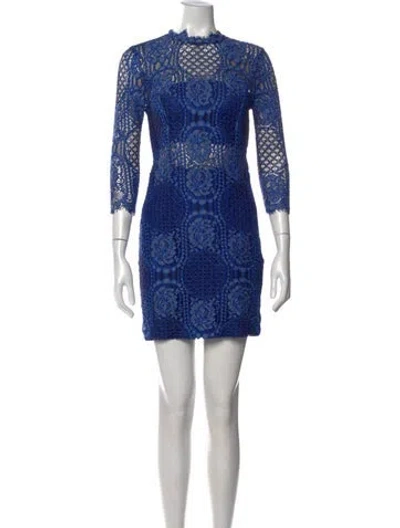 Pre-owned Alexis Lace Pattern Mini Dress In Blue