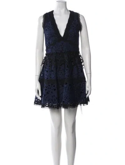 Pre-owned Alexis Lace Pattern Mini Dress In Blue