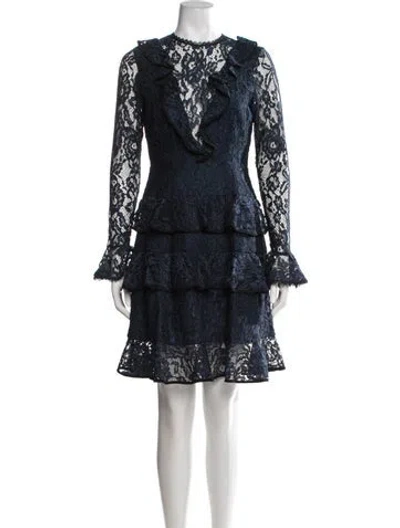 Pre-owned Alexis Lace Pattern Mini Dress In Blue
