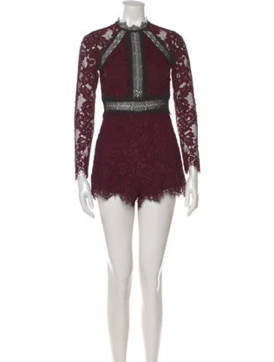 Pre-owned Alexis Lace Pattern Mini Dress In Burgundy