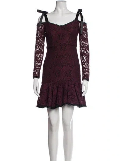 Pre-owned Alexis Lace Pattern Mini Dress In Burgundy