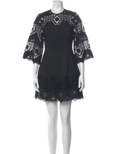 Pre-owned Alexis Lace Pattern Mini Dress In Gray