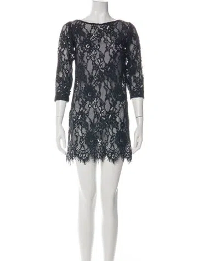 Pre-owned Alexis Lace Pattern Mini Dress In Green