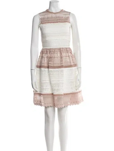 Pre-owned Alexis Lace Pattern Mini Dress In Neutral