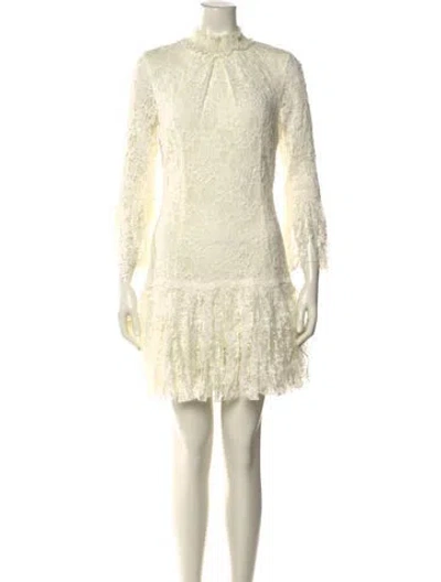 Pre-owned Alexis Lace Pattern Mini Dress In Neutral