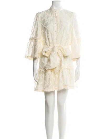Pre-owned Alexis Lace Pattern Mini Dress In Neutral