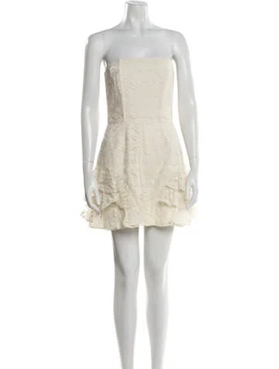 Pre-owned Alexis Lace Pattern Mini Dress In Neutral