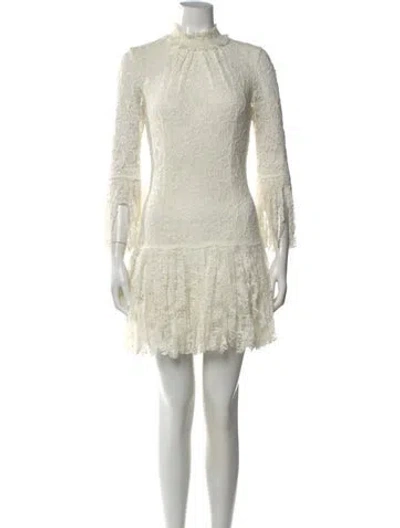 Pre-owned Alexis Lace Pattern Mini Dress In Neutral