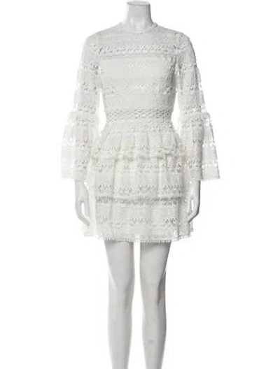 Pre-owned Alexis Lace Pattern Mini Dress In Neutral