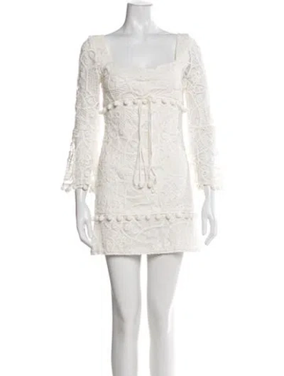 Pre-owned Alexis Lace Pattern Mini Dress In Neutral