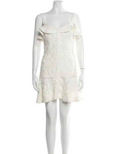 Pre-owned Alexis Lace Pattern Mini Dress In Neutral