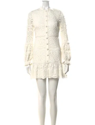 Pre-owned Alexis Lace Pattern Mini Dress In Neutral