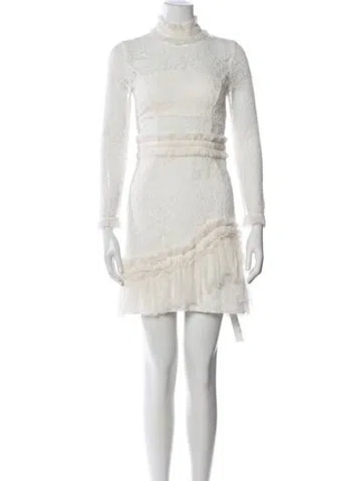 Pre-owned Alexis Lace Pattern Mini Dress In Neutral