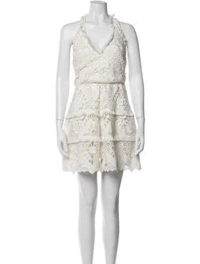 Pre-owned Alexis Lace Pattern Mini Dress In Neutral