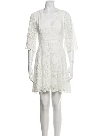 Pre-owned Alexis Lace Pattern Mini Dress In Neutral