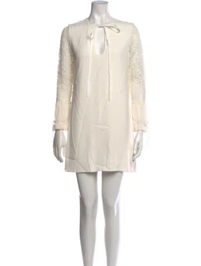 Pre-owned Alexis Lace Pattern Mini Dress In Neutral
