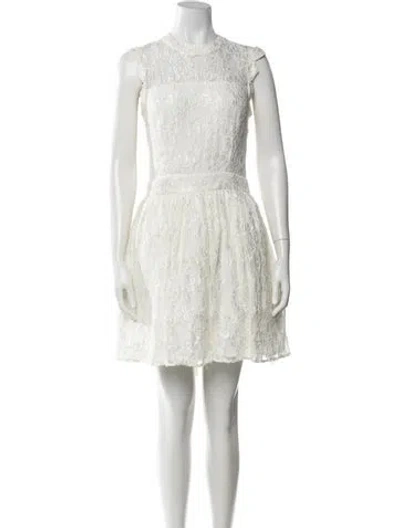 Pre-owned Alexis Lace Pattern Mini Dress In Neutrals