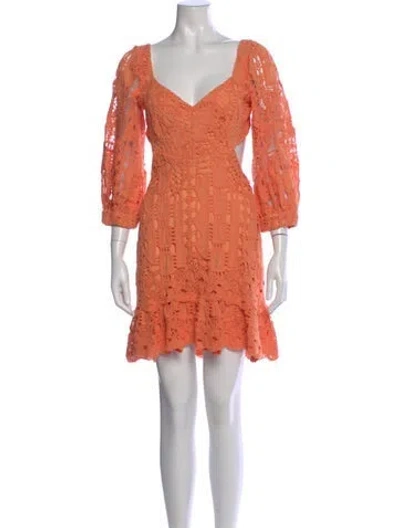 Pre-owned Alexis Lace Pattern Mini Dress In Orange