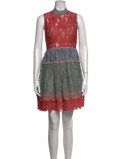 Pre-owned Alexis Lace Pattern Mini Dress In Pink