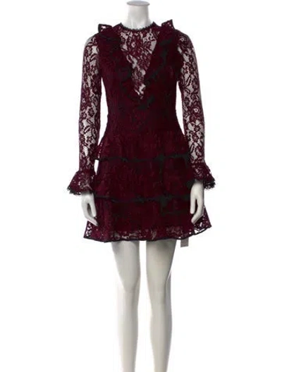Pre-owned Alexis Lace Pattern Mini Dress In Purple