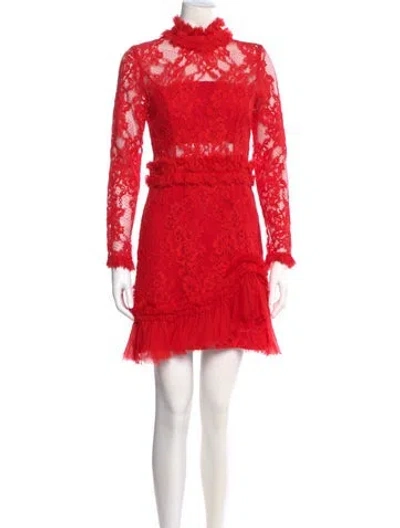 Pre-owned Alexis Lace Pattern Mini Dress In Red