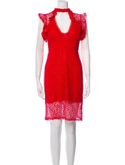Pre-owned Alexis Lace Pattern Mini Dress In Red