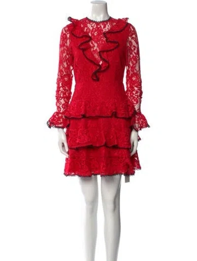 Pre-owned Alexis Lace Pattern Mini Dress In Red