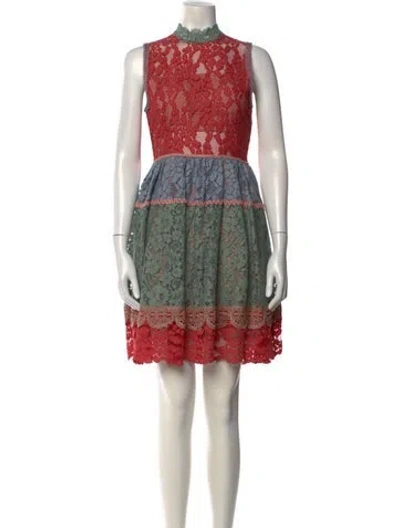 Pre-owned Alexis Lace Pattern Mini Dress In Red