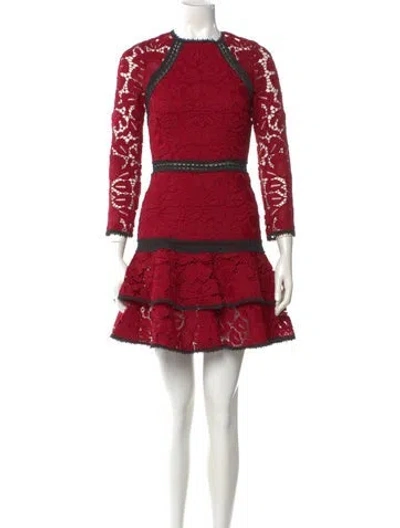 Pre-owned Alexis Lace Pattern Mini Dress In Red