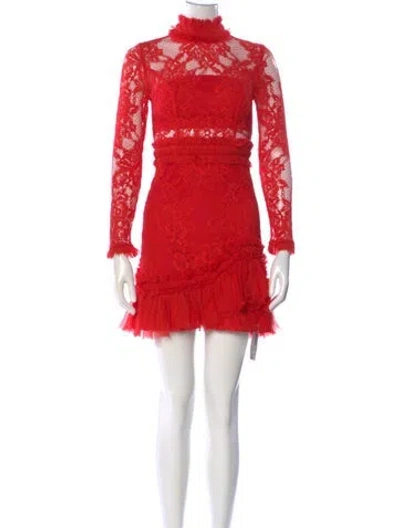 Pre-owned Alexis Lace Pattern Mini Dress In Red