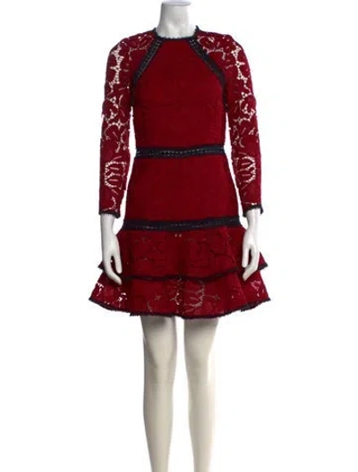 Pre-owned Alexis Lace Pattern Mini Dress In Red