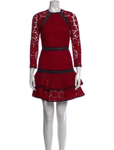 Pre-owned Alexis Lace Pattern Mini Dress In Red