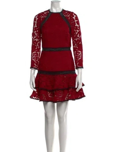 Pre-owned Alexis Lace Pattern Mini Dress In Red