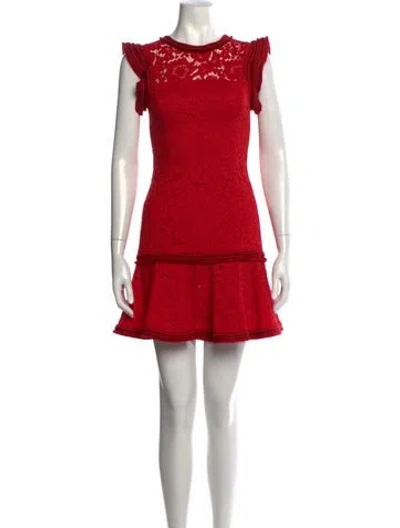 Pre-owned Alexis Lace Pattern Mini Dress In Red