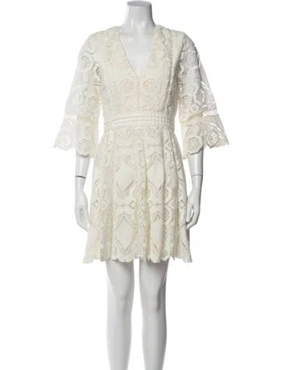 Pre-owned Alexis Lace Pattern Mini Dress In White