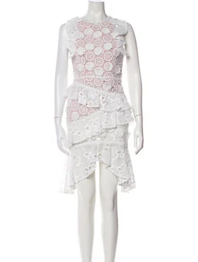 Pre-owned Alexis Lace Pattern Mini Dress In White