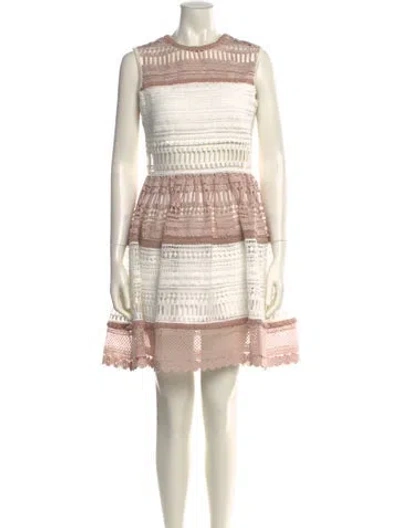 Pre-owned Alexis Lace Pattern Mini Dress In White