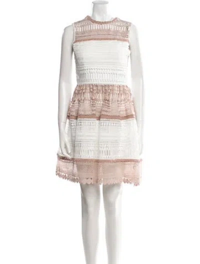 Pre-owned Alexis Lace Pattern Mini Dress In White