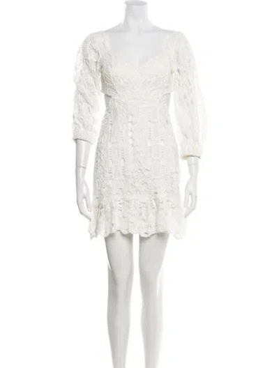 Pre-owned Alexis Lace Pattern Mini Dress In White