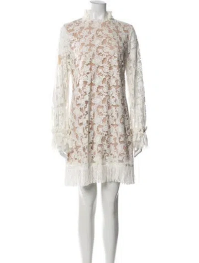 Pre-owned Alexis Lace Pattern Mini Dress In White