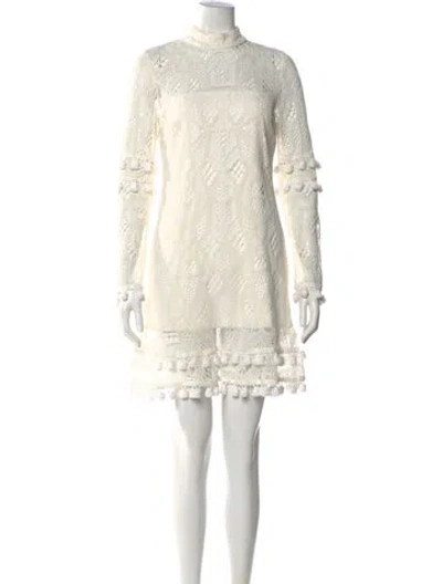 Pre-owned Alexis Lace Pattern Mini Dress In White
