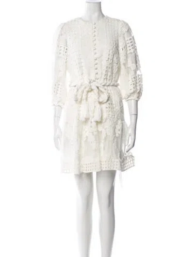 Pre-owned Alexis Lace Pattern Mini Dress In White
