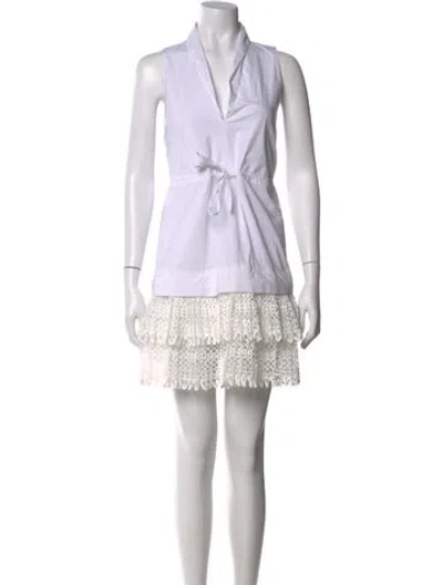 Pre-owned Alexis Lace Pattern Mini Dress In White