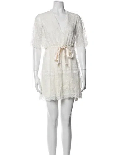 Pre-owned Alexis Lace Pattern Mini Dress In White