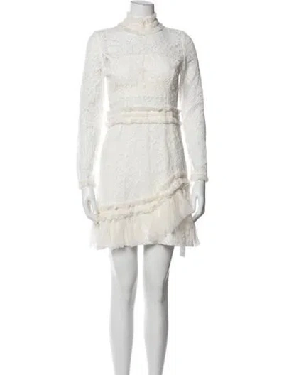 Pre-owned Alexis Lace Pattern Mini Dress In White